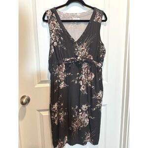 Maurices Maternity Floral Print Sleeveless V Neck Empire Waist Dress XL‎